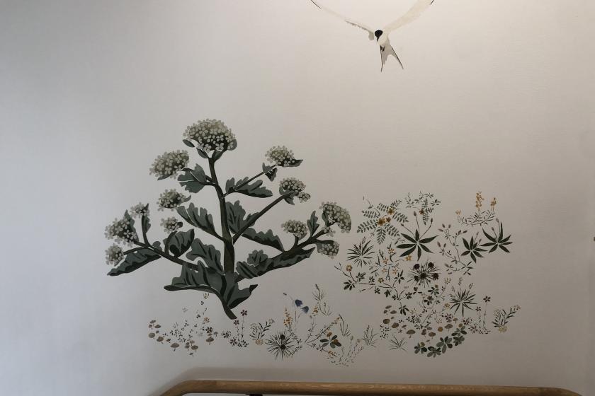 The pattern "beach meadow" painted in a stairwell in Malmö