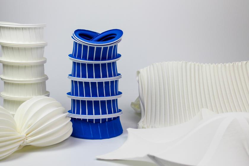 Multiple 4D printed textile forms