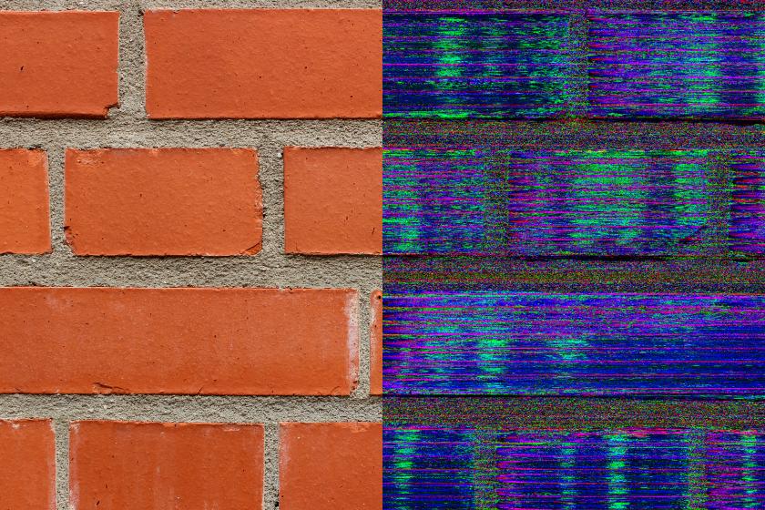 Picture of a brick texture before and after mixing data