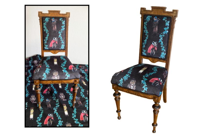 Chair with animal pattern by Jenny Holmlund